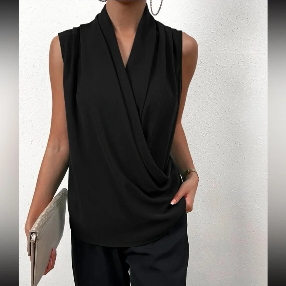 Luxe wrap hem surplice blouse - Picture 3 of 16